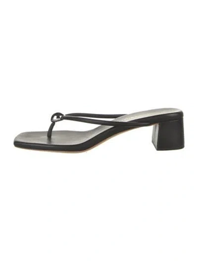 Pre-owned Loeffler Randall Leather Flip Flops In Black