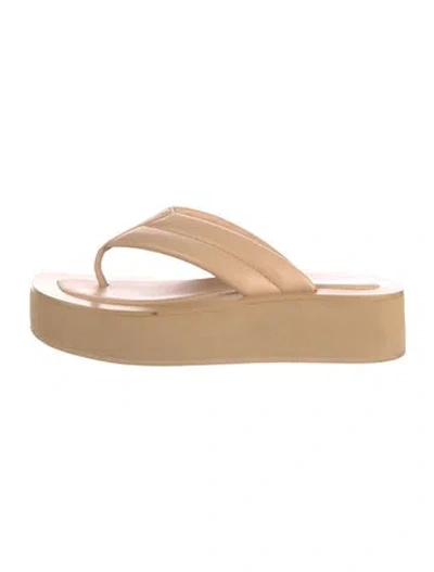 Pre-owned Loeffler Randall Leather Flip Flops In Neutral