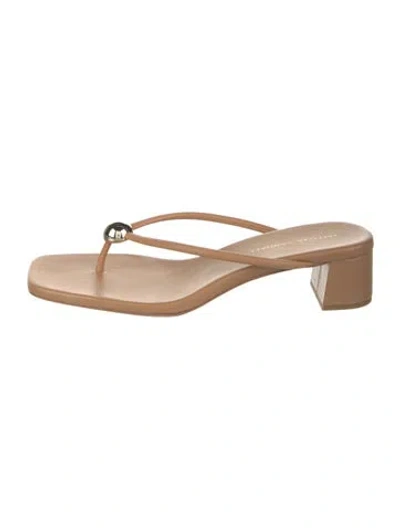 Pre-owned Loeffler Randall Leather Flip Flops In Neutral