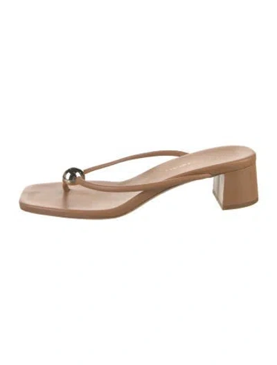 Pre-owned Loeffler Randall Leather Flip Flops In Neutrals