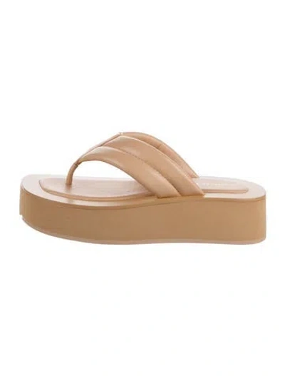 Pre-owned Loeffler Randall Leather Flip Flops In Neutrals