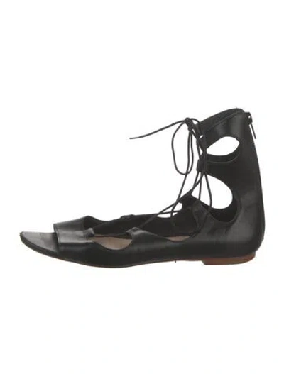 Pre-owned Loeffler Randall Leather Gladiator Sandals In Black