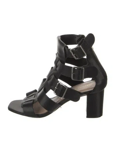 Pre-owned Loeffler Randall Leather Gladiator Sandals In Black
