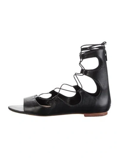 Pre-owned Loeffler Randall Leather Gladiator Sandals In Black