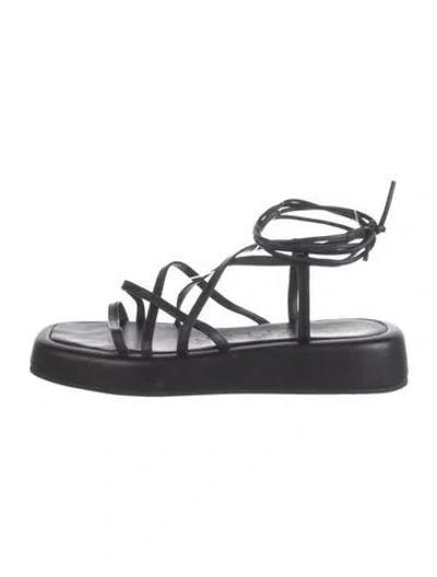 Pre-owned Loeffler Randall Leather Gladiator Sandals In Black