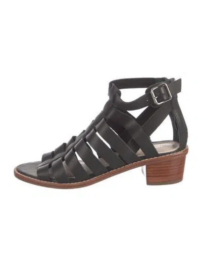 Pre-owned Loeffler Randall Leather Gladiator Sandals In Black