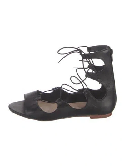 Pre-owned Loeffler Randall Leather Gladiator Sandals In Black