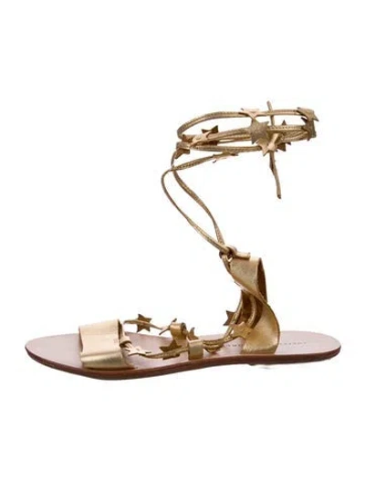 Pre-owned Loeffler Randall Leather Gladiator Sandals In Gold