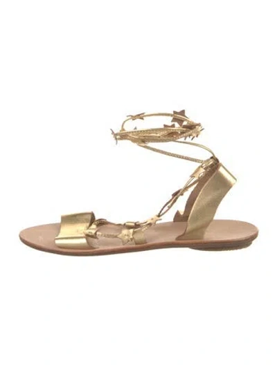 Pre-owned Loeffler Randall Leather Gladiator Sandals In Gold/metallic
