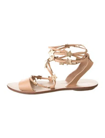 Pre-owned Loeffler Randall Leather Gladiator Sandals In Gold/neutrals