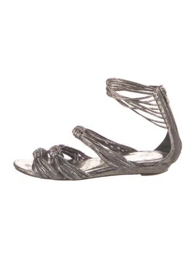 Pre-owned Loeffler Randall Leather Gladiator Sandals In Gray