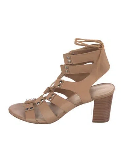 Pre-owned Loeffler Randall Leather Gladiator Sandals In Neutral