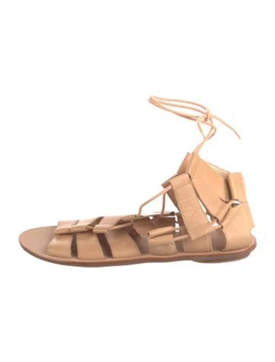 Pre-owned Loeffler Randall Leather Gladiator Sandals In Neutral