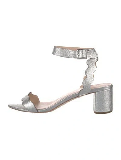 Pre-owned Loeffler Randall Leather Glitter Accents Sandals