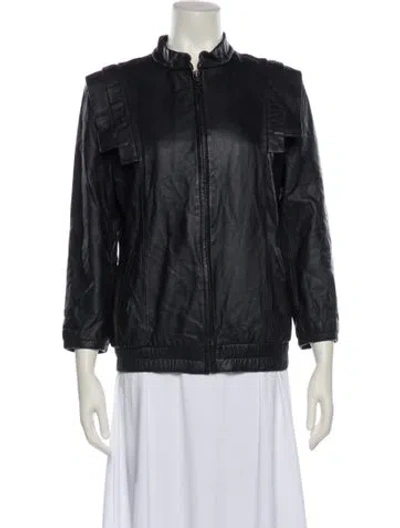 Pre-owned Loeffler Randall Leather Jacket In Blue