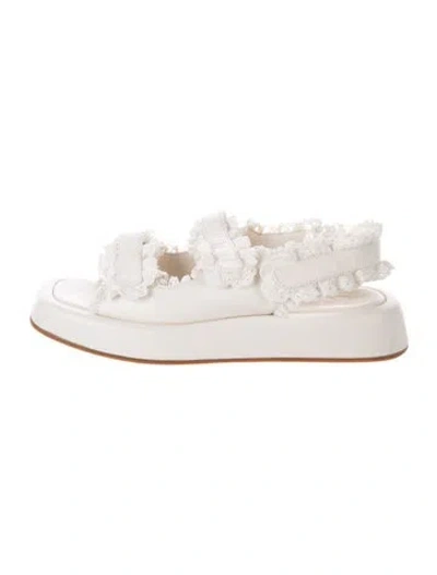 Pre-owned Loeffler Randall Leather Lace Pattern Sandals In Neutrals