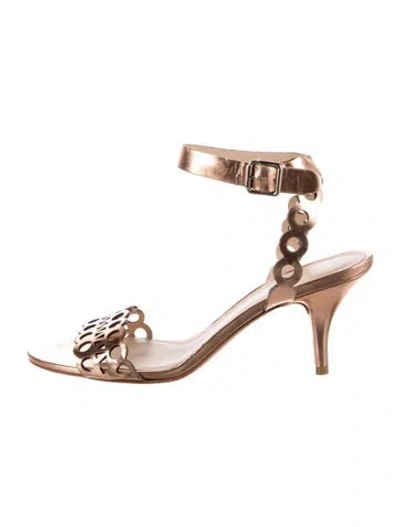Pre-owned Loeffler Randall Leather Lasercut Accents Sandals