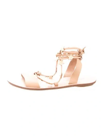 Pre-owned Loeffler Randall Leather Leather Trim Embellishment Sandals In Neutrals