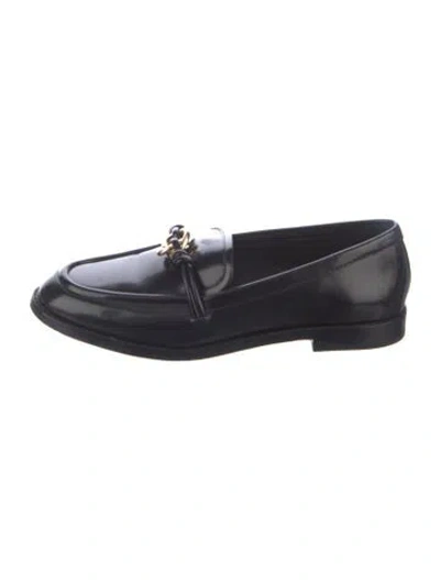 Pre-owned Loeffler Randall Leather Loafers In Black