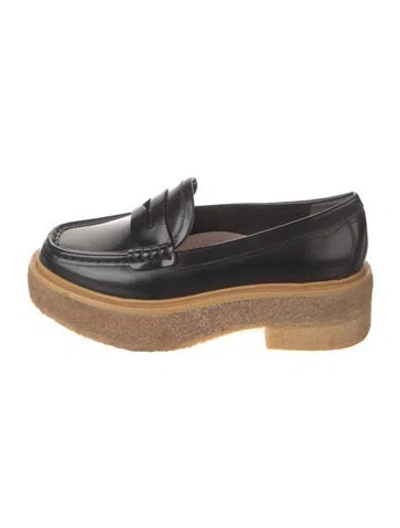 Pre-owned Loeffler Randall Leather Loafers In Black