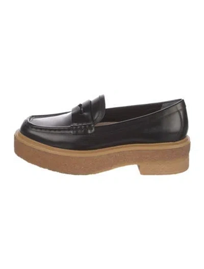 Pre-owned Loeffler Randall Leather Loafers In Black