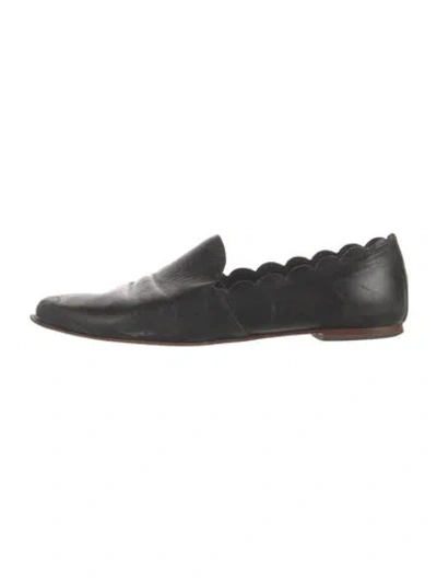 Pre-owned Loeffler Randall Leather Loafers In Black