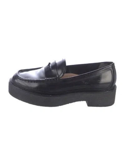 Pre-owned Loeffler Randall Leather Loafers In Black