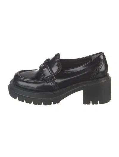 Pre-owned Loeffler Randall Leather Loafers In Black