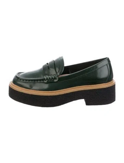 Pre-owned Loeffler Randall Leather Loafers In Green
