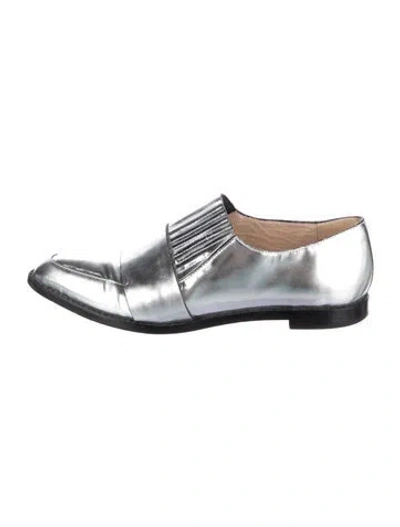 Pre-owned Loeffler Randall Leather Loafers In Metallic/silver