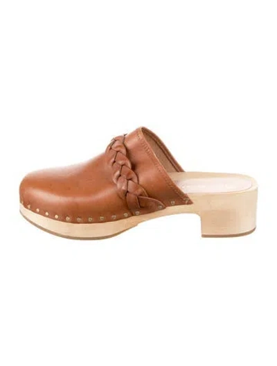 Pre-owned Loeffler Randall Leather Mules In Brown