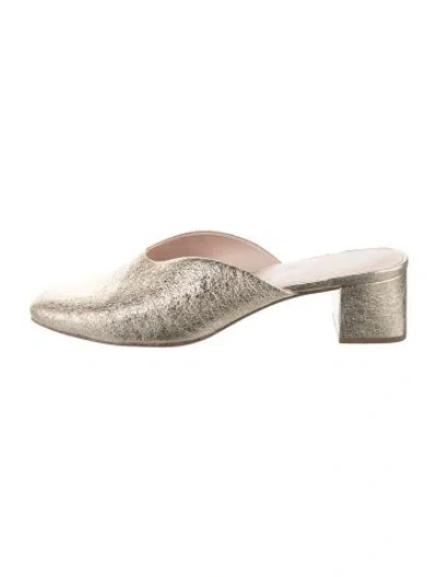 Pre-owned Loeffler Randall Leather Mules In Gold