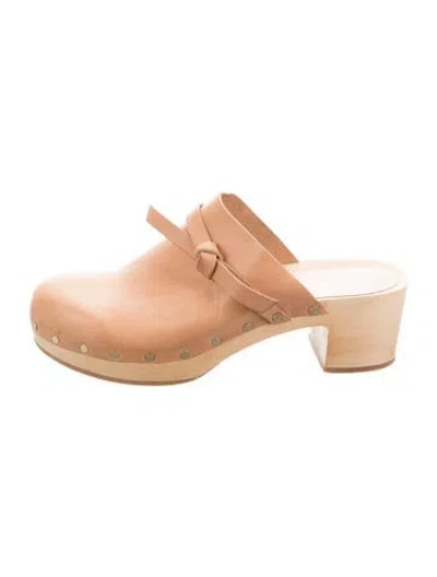 Pre-owned Loeffler Randall Leather Mules In Neutral