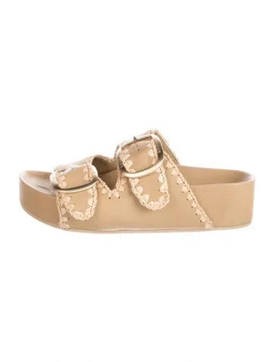 Pre-owned Loeffler Randall Leather Mules In Neutral