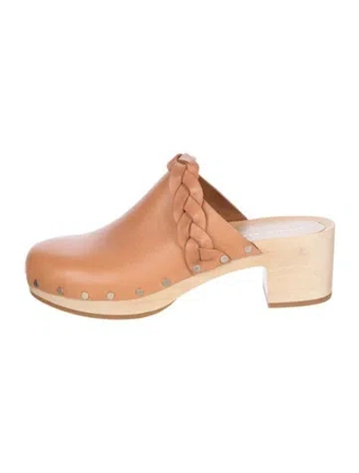 Pre-owned Loeffler Randall Leather Mules In Neutral