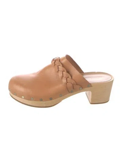 Pre-owned Loeffler Randall Leather Mules In Neutral