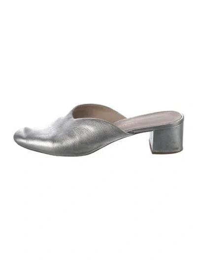 Pre-owned Loeffler Randall Leather Mules In Silver