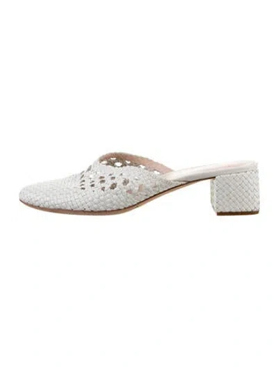 Pre-owned Loeffler Randall Leather Mules In Silver/white