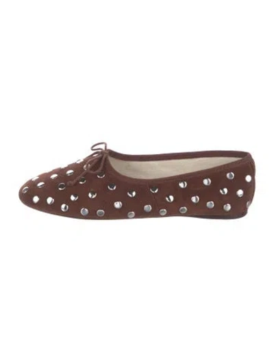 Pre-owned Loeffler Randall Leather Patterned Ballet Flats In Brown