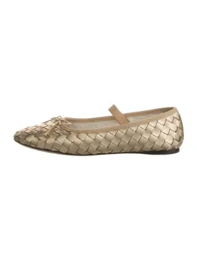 Pre-owned Loeffler Randall Leather Patterned Ballet Flats In Gold/metallic