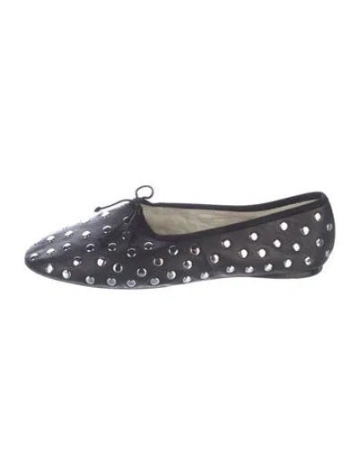 Pre-owned Loeffler Randall Leather Patterned Ballet Flats In Gray