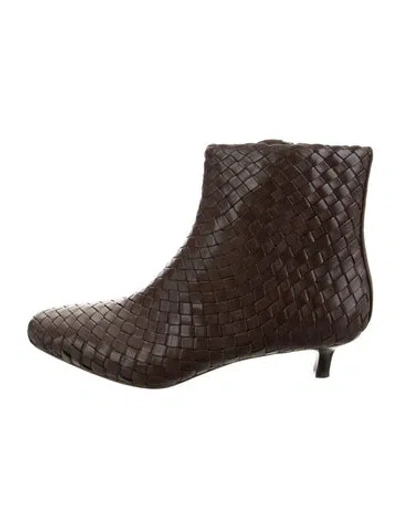 Pre-owned Loeffler Randall Leather Patterned Boots In Brown