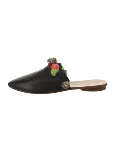 Pre-owned Loeffler Randall Leather Patterned Mules In Black