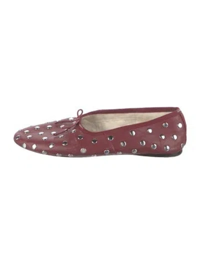 Pre-owned Loeffler Randall Leather Polka Dot Print Ballet Flats In Burgundy