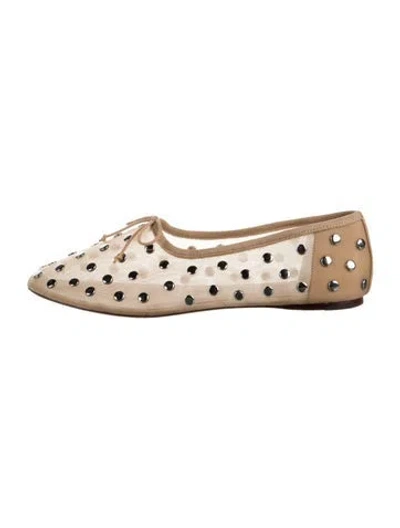 Pre-owned Loeffler Randall Leather Polka Dot Print Ballet Flats In Gold