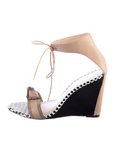 Pre-owned Loeffler Randall Leather Polka Dot Print Pumps In Neutrals