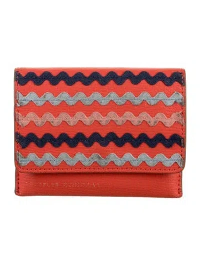 Pre-owned Loeffler Randall Leather Printed Bifold Wallet In Orange