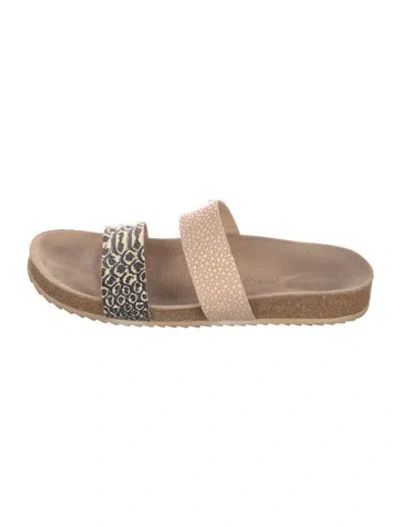 Pre-owned Loeffler Randall Leather Printed Slides In Neutral