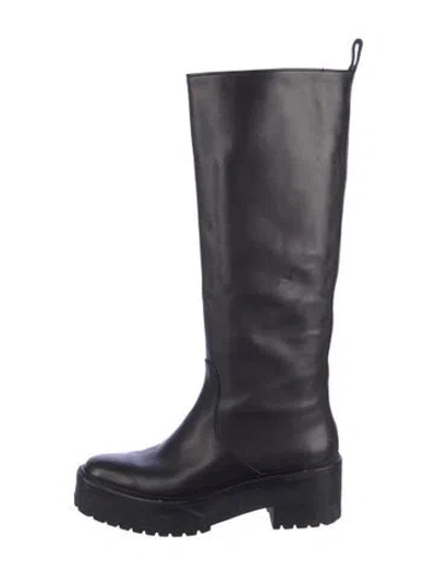 Pre-owned Loeffler Randall Leather Rain Boots In Black