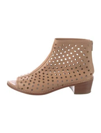 Pre-owned Loeffler Randall Leather Rain Boots In Neutral